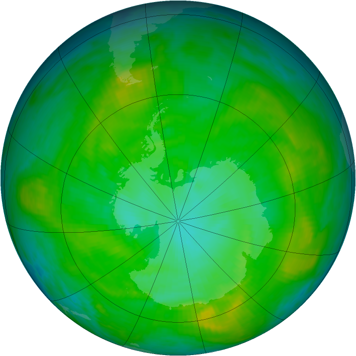 Antarctic ozone map for 11 January 1981